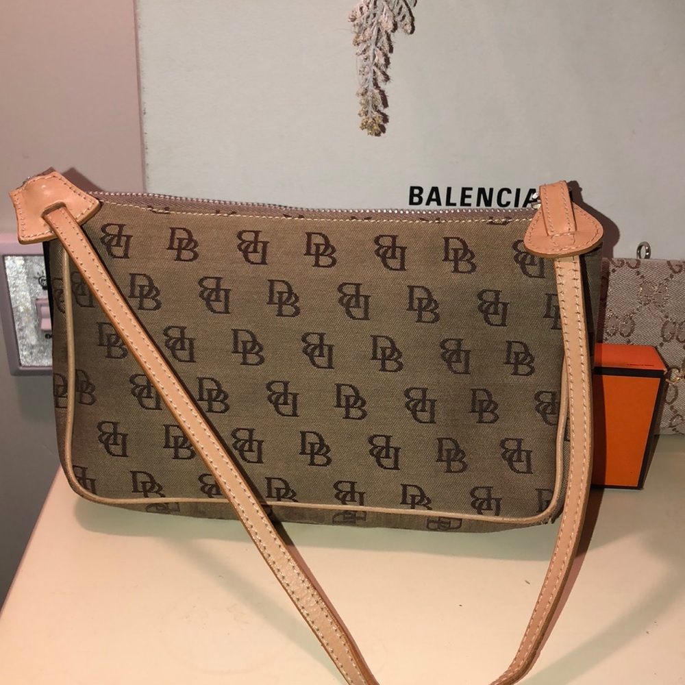Dooney & Bourke Made in Italy Canvas Monogram Wristlet Clutch Pochette